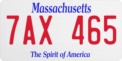 MA license plate 7AX465