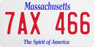 MA license plate 7AX466