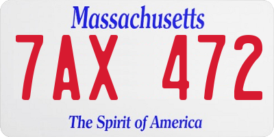 MA license plate 7AX472
