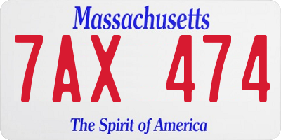 MA license plate 7AX474