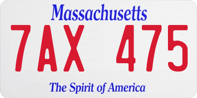 MA license plate 7AX475