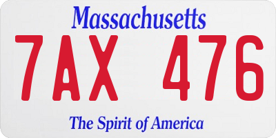 MA license plate 7AX476