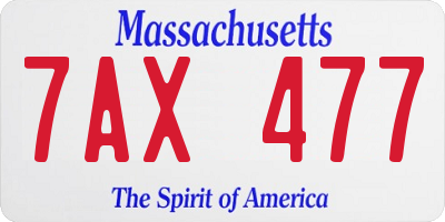 MA license plate 7AX477