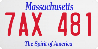 MA license plate 7AX481
