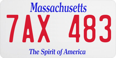 MA license plate 7AX483