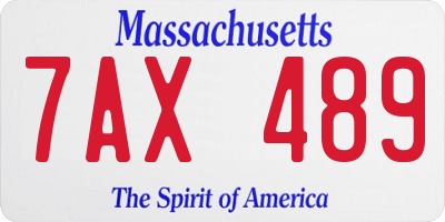 MA license plate 7AX489
