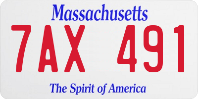 MA license plate 7AX491