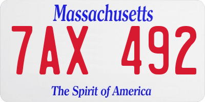 MA license plate 7AX492