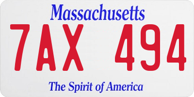 MA license plate 7AX494