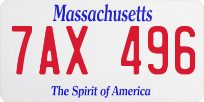 MA license plate 7AX496