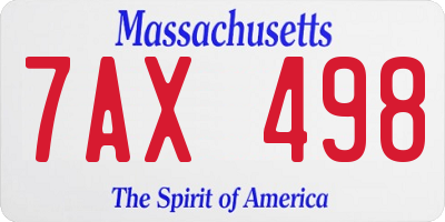 MA license plate 7AX498