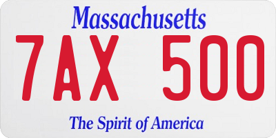 MA license plate 7AX500