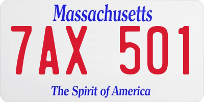 MA license plate 7AX501