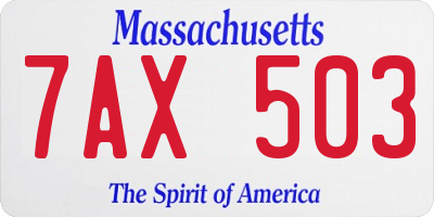 MA license plate 7AX503