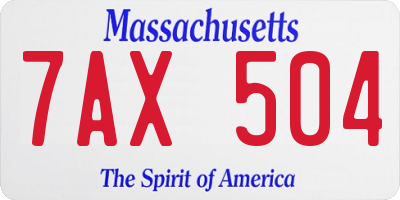 MA license plate 7AX504
