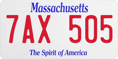 MA license plate 7AX505