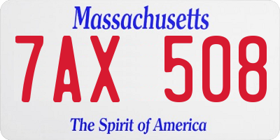 MA license plate 7AX508