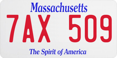 MA license plate 7AX509