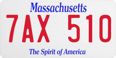 MA license plate 7AX510