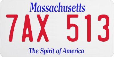 MA license plate 7AX513