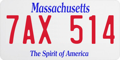 MA license plate 7AX514