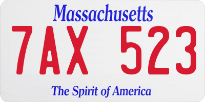 MA license plate 7AX523