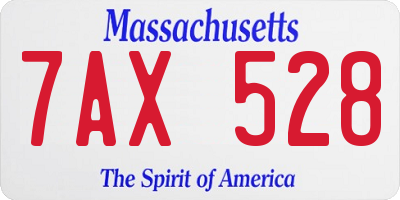MA license plate 7AX528