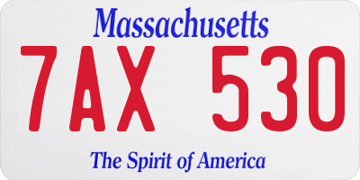 MA license plate 7AX530