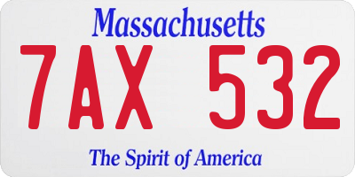 MA license plate 7AX532