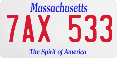 MA license plate 7AX533