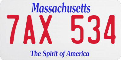 MA license plate 7AX534