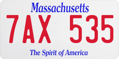 MA license plate 7AX535