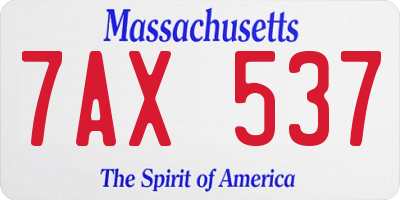 MA license plate 7AX537