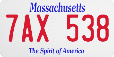 MA license plate 7AX538