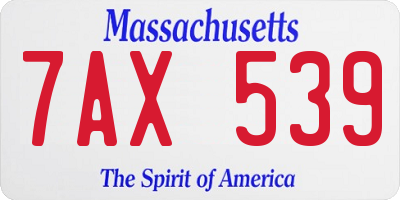 MA license plate 7AX539