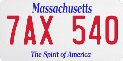 MA license plate 7AX540
