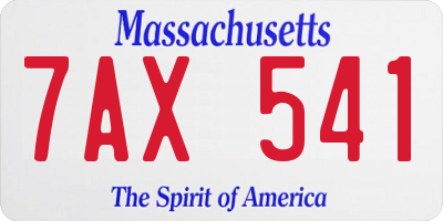 MA license plate 7AX541