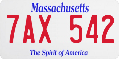 MA license plate 7AX542