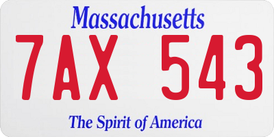 MA license plate 7AX543