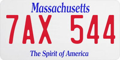 MA license plate 7AX544
