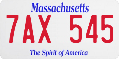 MA license plate 7AX545