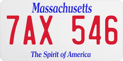 MA license plate 7AX546