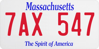 MA license plate 7AX547