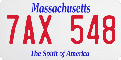 MA license plate 7AX548