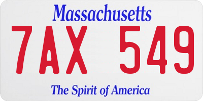 MA license plate 7AX549