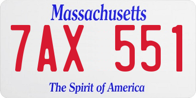 MA license plate 7AX551