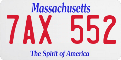 MA license plate 7AX552