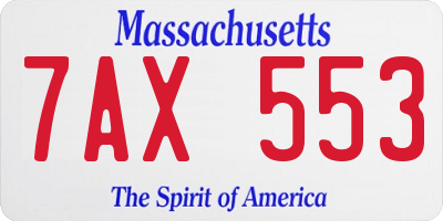 MA license plate 7AX553
