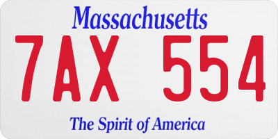 MA license plate 7AX554