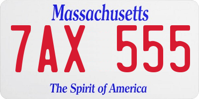 MA license plate 7AX555